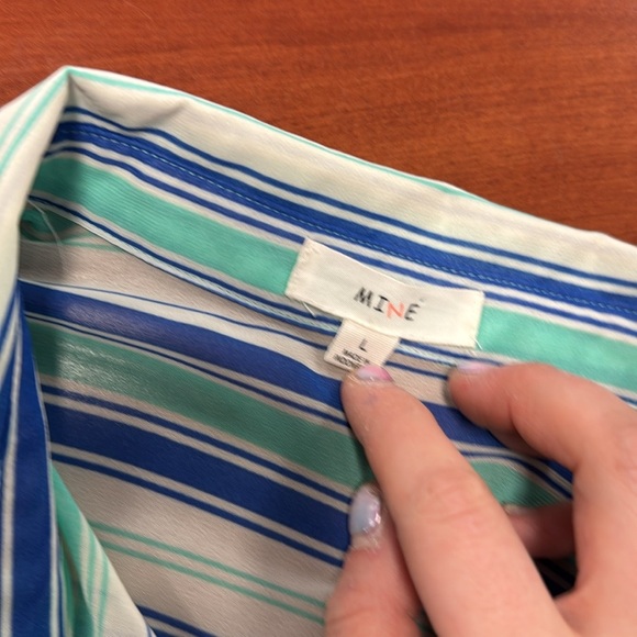 Mine sheer striped button down L // 061821 - Picture 2 of 2